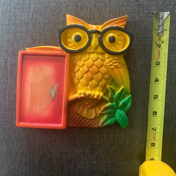 Vintage Chalkware Owl with notepad holder - Picture 3 of 3